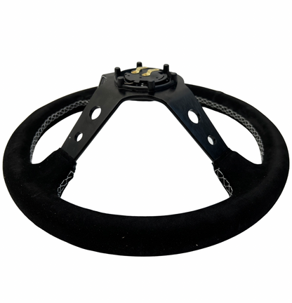 Suede 350mm Steering Wheel + Short Hub Adapter Kit For Ford F 150 350 450