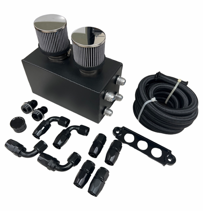 Pro Series Oil Catch Can For Honda Civic Acura Integra 4 Port -10AN With Hoses