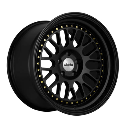 Whistler SK1 Satin Black Face / Gloss Black Lip Wheels – Set of 4