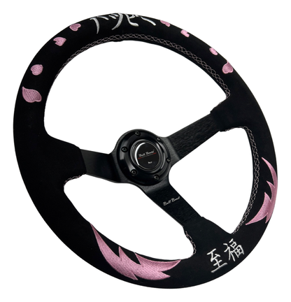 Pink Bliss Heart Steering Wheel + Hub Adapter Kit For Toyota Pickup, Corolla, 4Runner, MR2, Camry