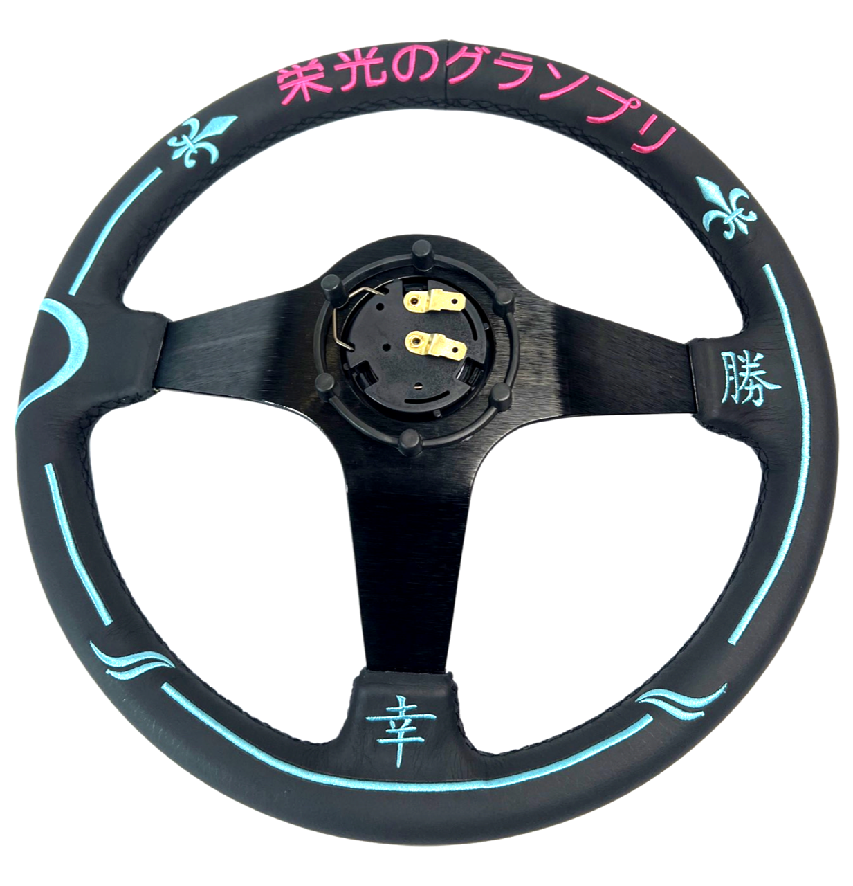 Leather 350mm Steering Wheel + Short Hub Adapter Kit For Ford F150 F350 F450
