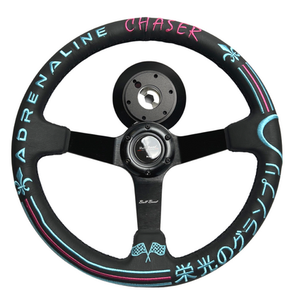 Leather 350mm Steering Wheel + Short Hub Adapter Kit For Ford F150 F350 F450
