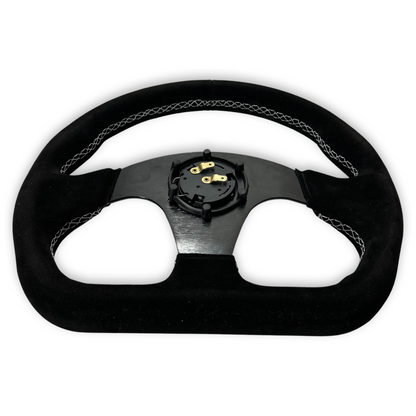 Quadro Flat Suede Steering Wheel + Hub Adapter Kit For Toyota Corolla, Hilux Pickup