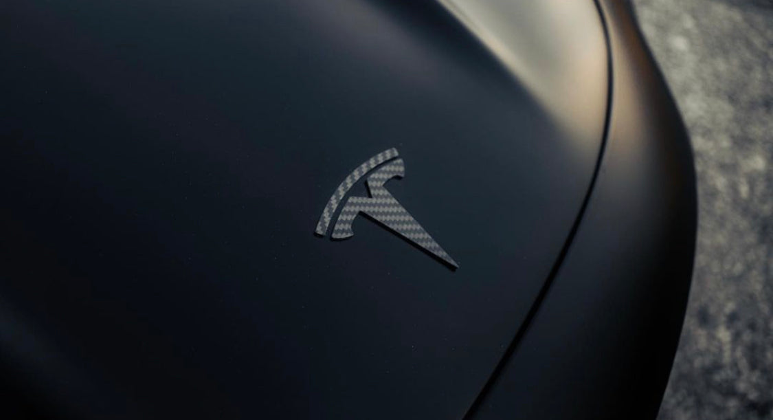 TESLA Front Emblem Carbon Fiber Logo Replacement for Model 3 & Y Front Hood Only