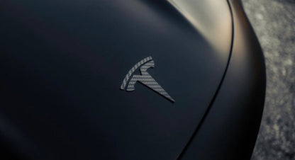 TESLA Front Emblem Carbon Fiber Logo Replacement for Model 3 & Y Front Hood Only