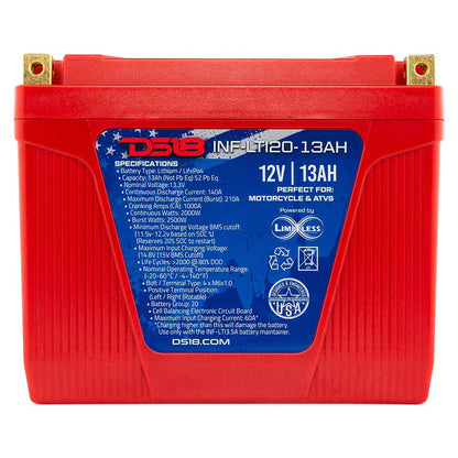 INF-LTI20-13AH INFINITE 13 AH Lithium Battery YTX20 Case With Shake and Wake Technology and BMS - Perfect for Motorcycles