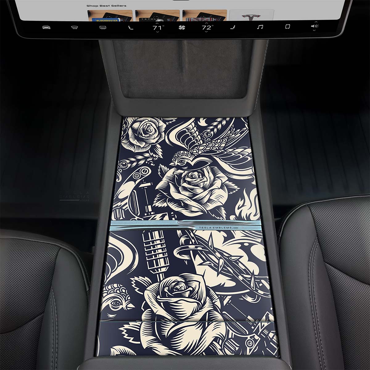 Ink & Elegance Art | Tesla Center Console Wrap Kit | Model 3 '24-26 Refresh