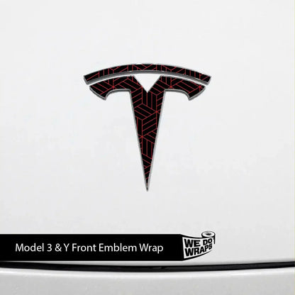 Isometric 3D Pattern Tesla Emblem Decals (Front + Back) | Model 3