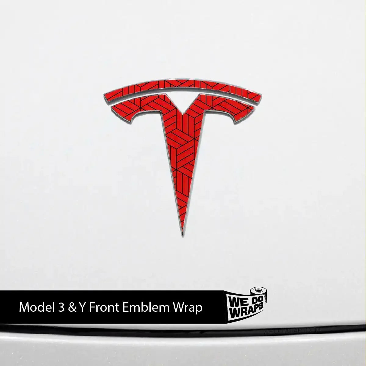 Isometric 3D Pattern Tesla Emblem Decals (Front + Back) | Model 3