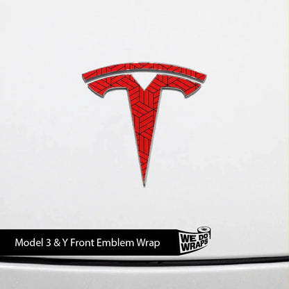 Isometric 3D Pattern Tesla Emblem Decals (Front + Back) | Model 3