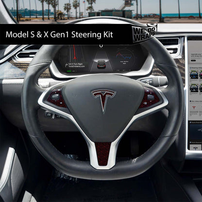 Isometric 3D Pattern Tesla Steering Wheel Wrap | Model X