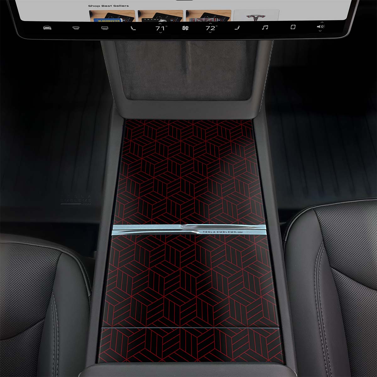 Isometric 3D Pattern | Tesla Center Console Wrap Kit | Model 3 '24-26 Refresh