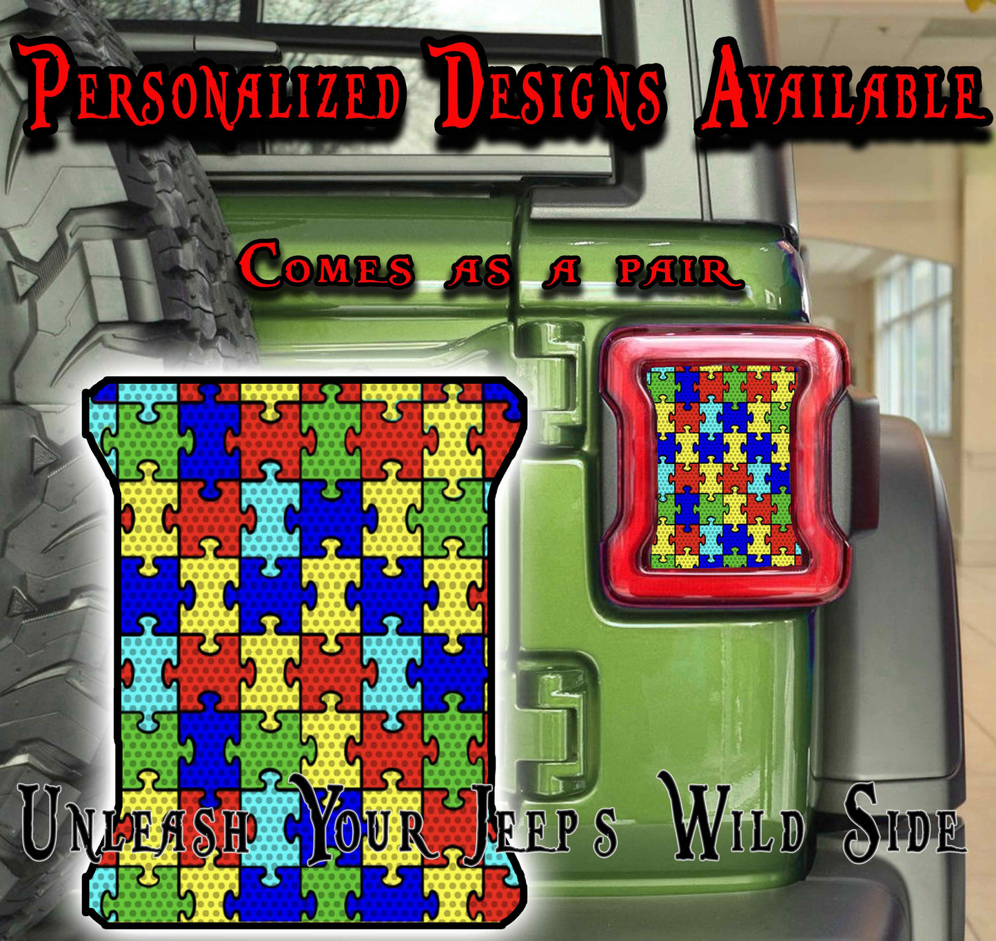 Autism puzzle taillight cover decal 40