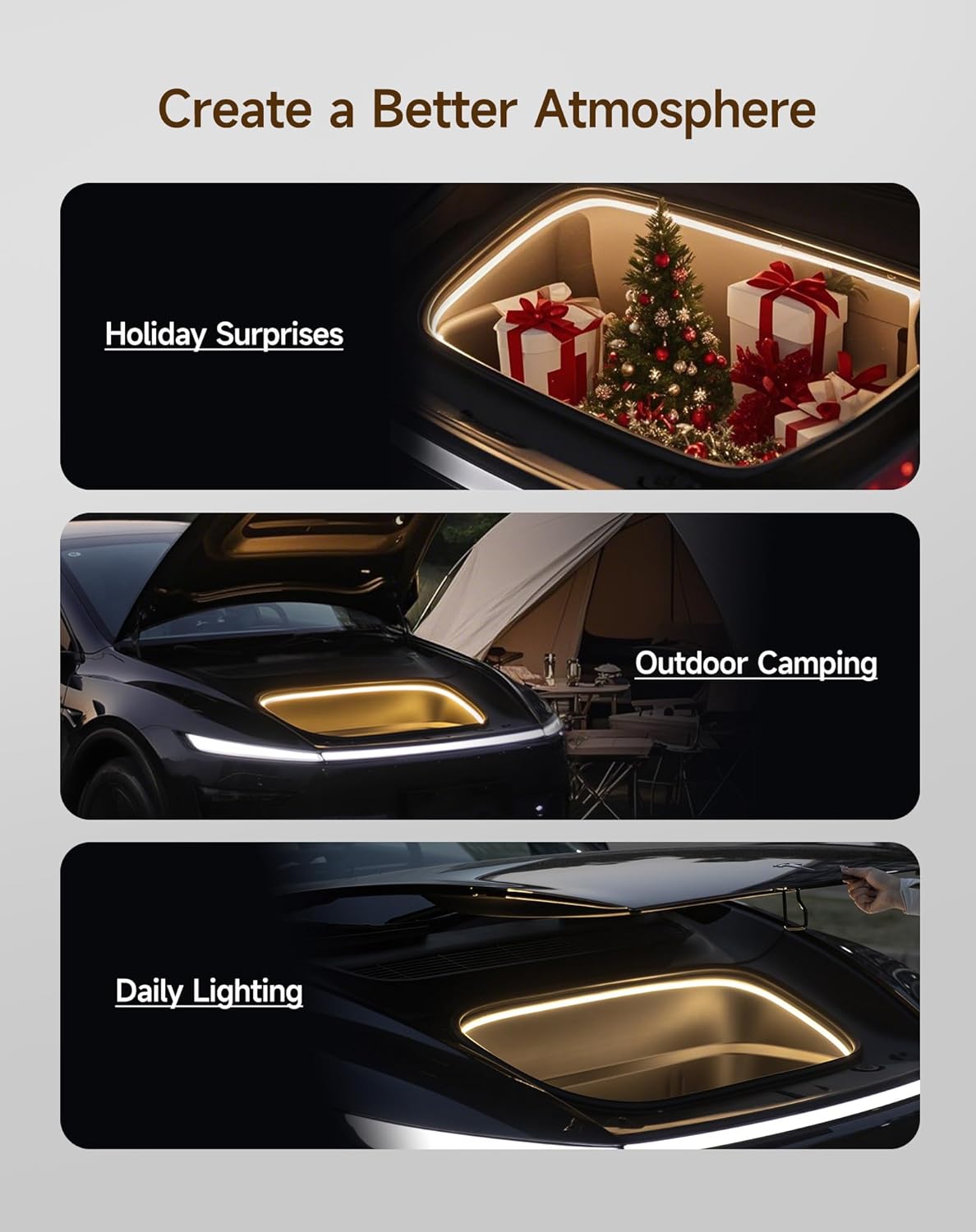 Tesla Model Y Juniper Frunk LED Light Strip 2025 | Ambient Warm Lighting Kit for Model Y Accessories 2020-2026 | Interior Upgrade for Front Trunk