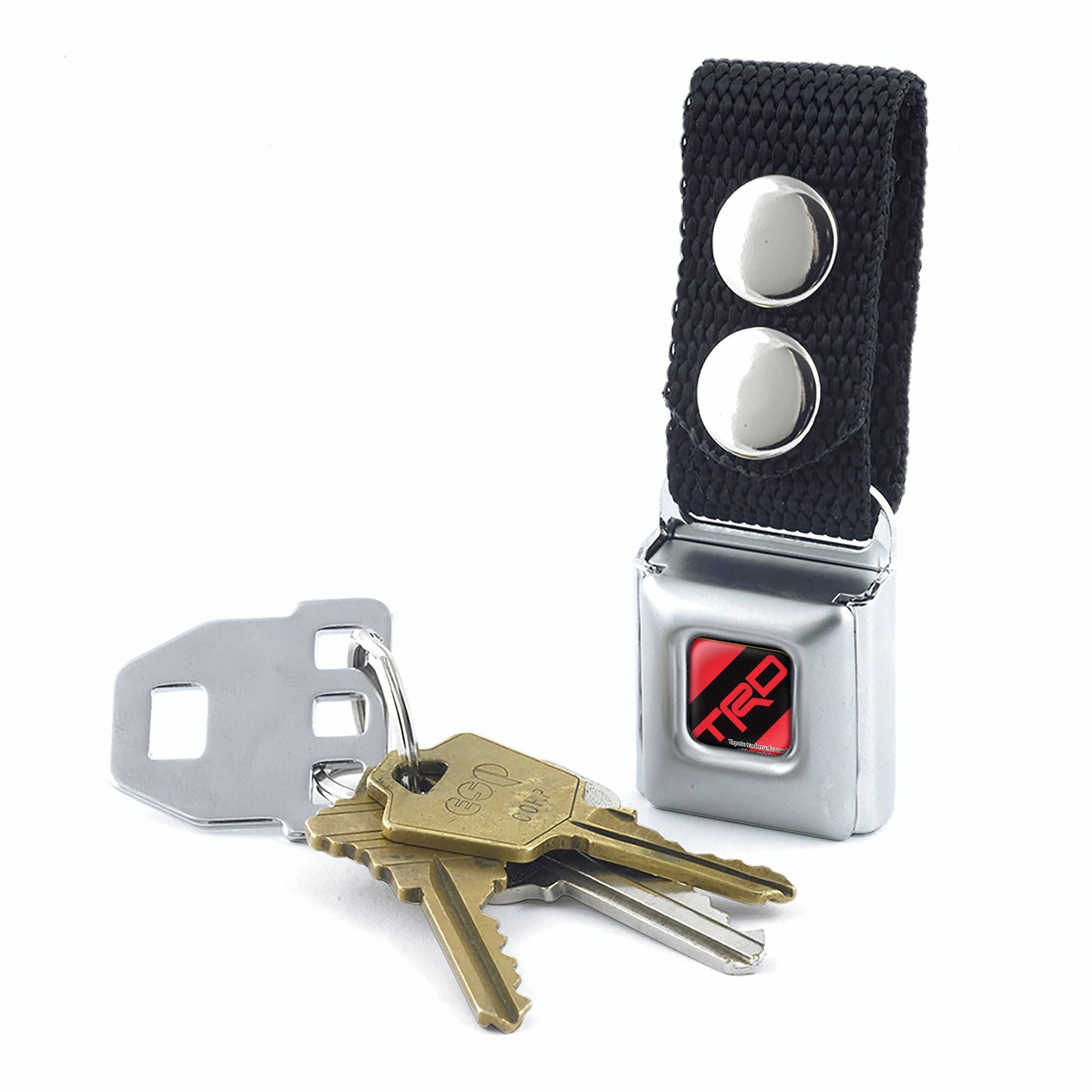 Keychain - Toyota Racing Development TRD Stripe Logo Full Color Red/Black - Black Webbing