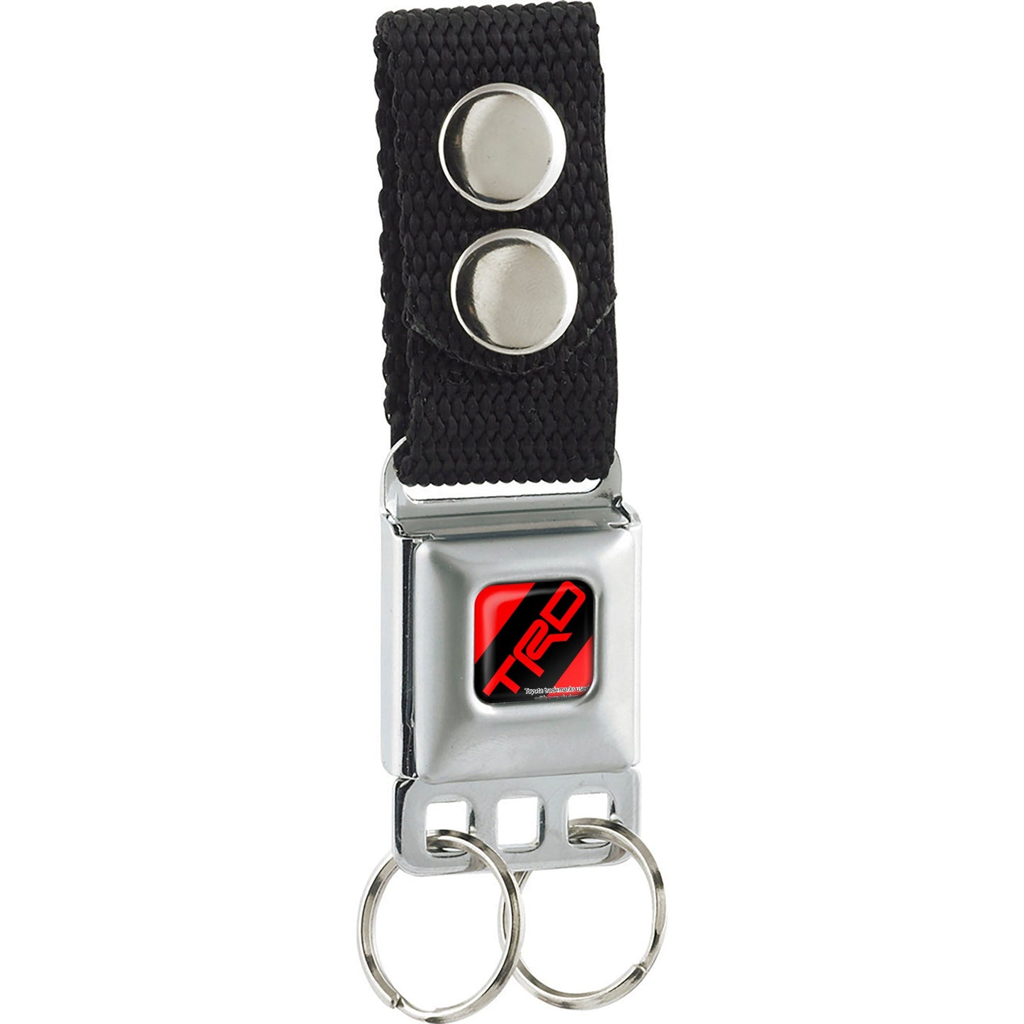 Keychain - Toyota Racing Development TRD Stripe Logo Full Color Red/Black - Black Webbing
