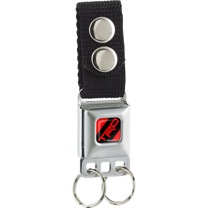 Keychain - Toyota Racing Development TRD Stripe Logo Full Color Red/Black - Black Webbing