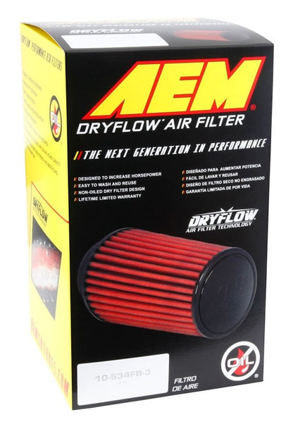 AEM Induction AEM 2.75in Flange ID x 5.5in Base OD x 7.5in H DryFlow Conical Air Filter 21-2027D-HK