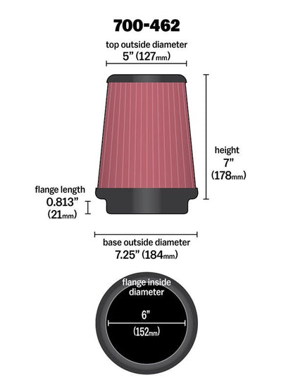 Airaid Universal Air Filter - Cone 6 x 7-1/4 x 5 x 7 700-462