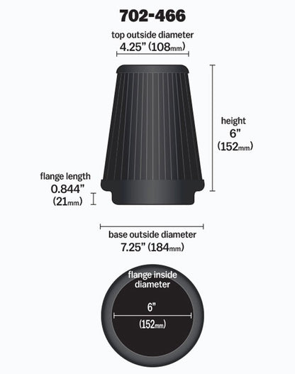 Airaid Universal Air Filter - Cone 6 x 7 1/4 x 4 3/4 x 6 - Blue SynthaMax 702-466