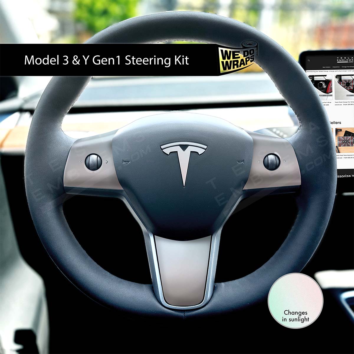 KPMF Matte Aurora Pearl Tesla Steering Wheel Wrap | M3 2017-Jan 2024