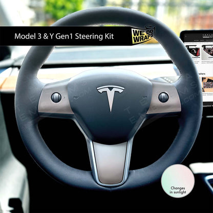KPMF Matte Aurora Pearl Tesla Steering Wheel Wrap | M3 2017-Jan 2024