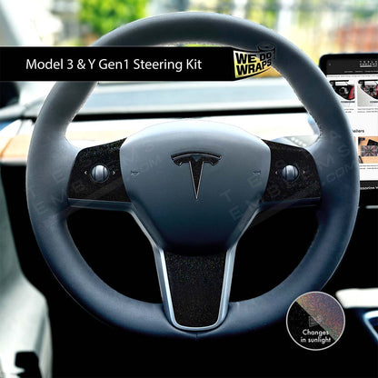 KPMF Morpheus Black Tesla Steering Wheel Wrap | M3 2017-Jan 2024