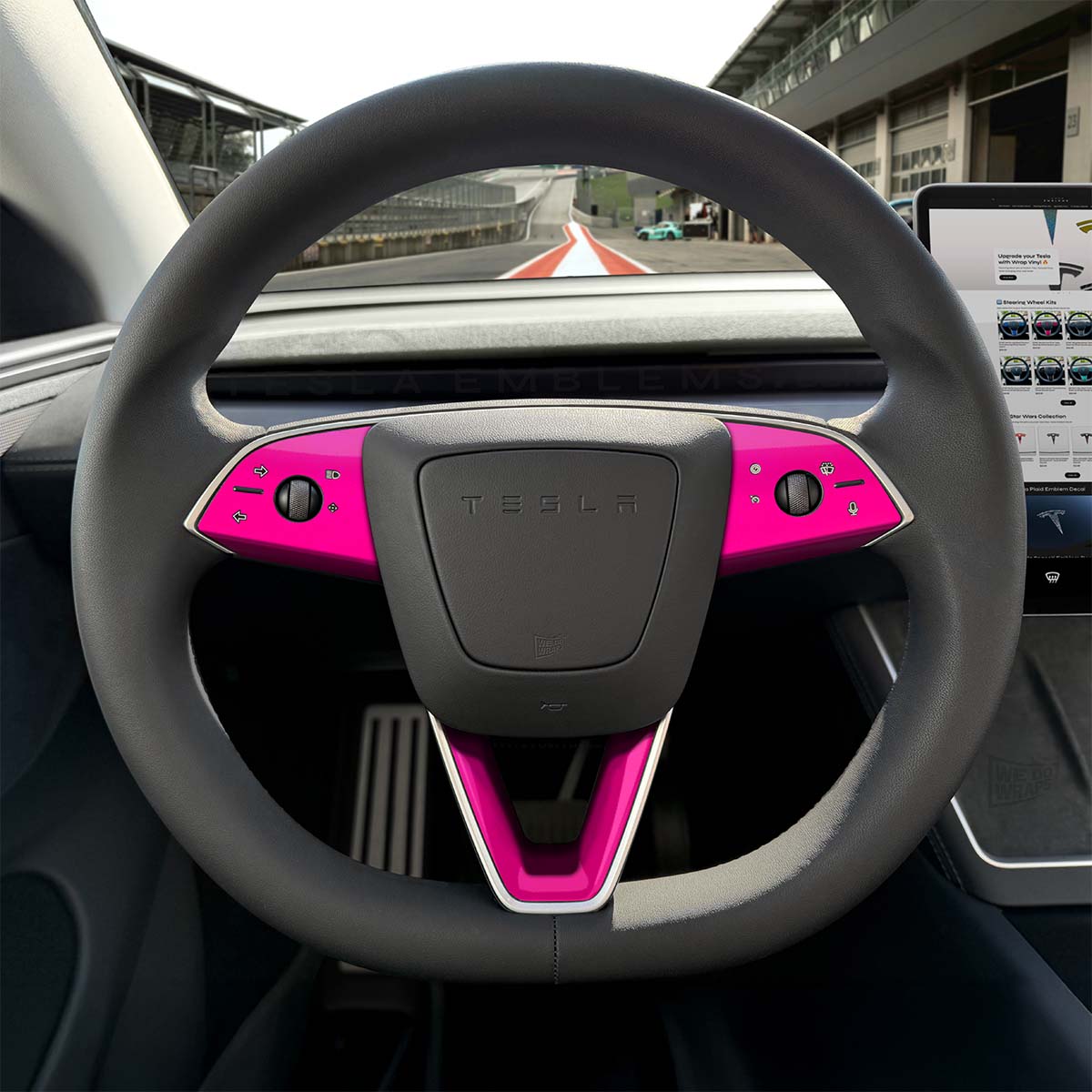 KPMF Momentum Pink Tesla Steering Wheel Trim Decal Kit (3pcs) | Model 3