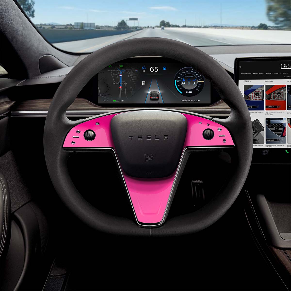 KPMF Momentum Pink Tesla Steering Wheel Trim Decal Kit (3pcs) | Model S ’21-26