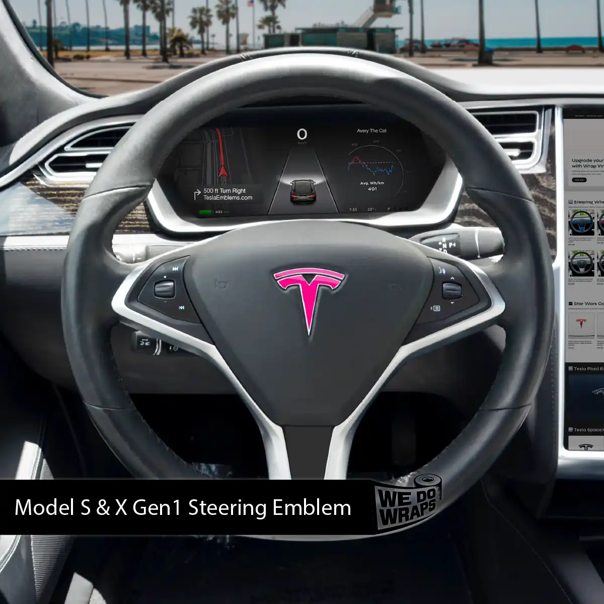 KPMF Momentum Pink Tesla Steering Wheel Wrap | Model X
