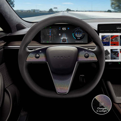 KPMF Morpheus Black Tesla Steering Wheel Trim Decal Kit (3pcs) | Model S ’21-26