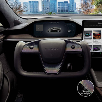 KPMF Morpheus Black Tesla Steering Wheel Trim Decal Kit (3pcs) | Model X ’21-26