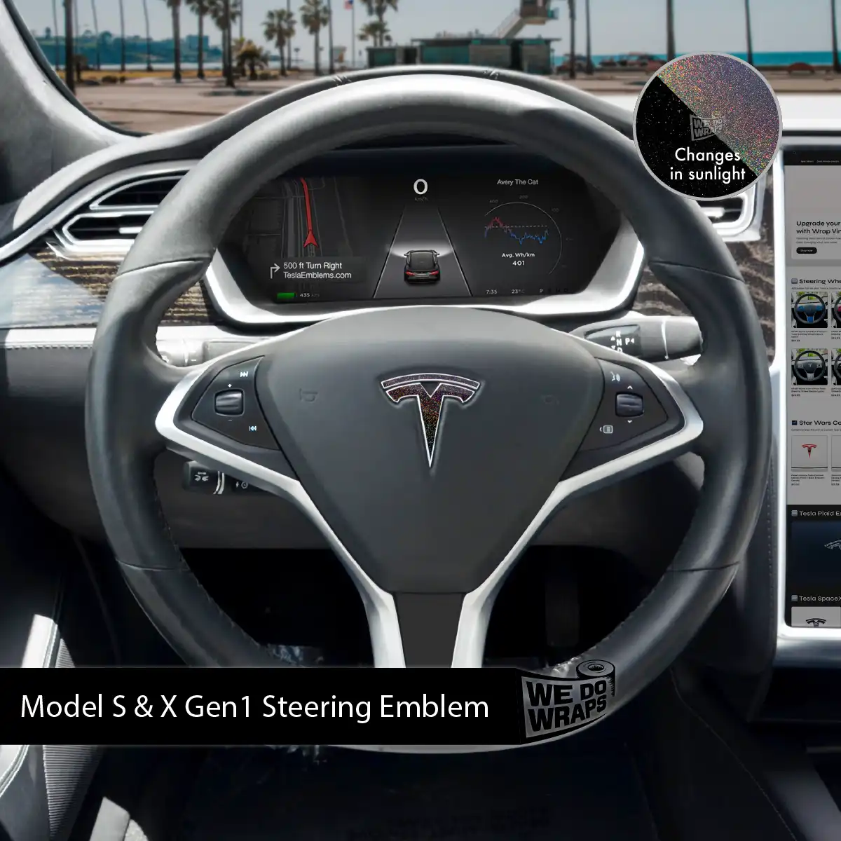 KPMF Morpheus Black Tesla Steering Wheel Wrap | Model X