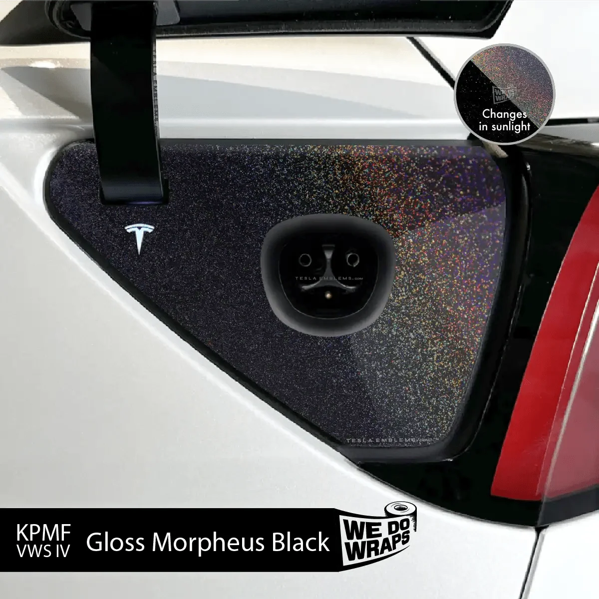 KPMF Gloss Morpheus Black Tesla Charge Port Wrap | Model Y