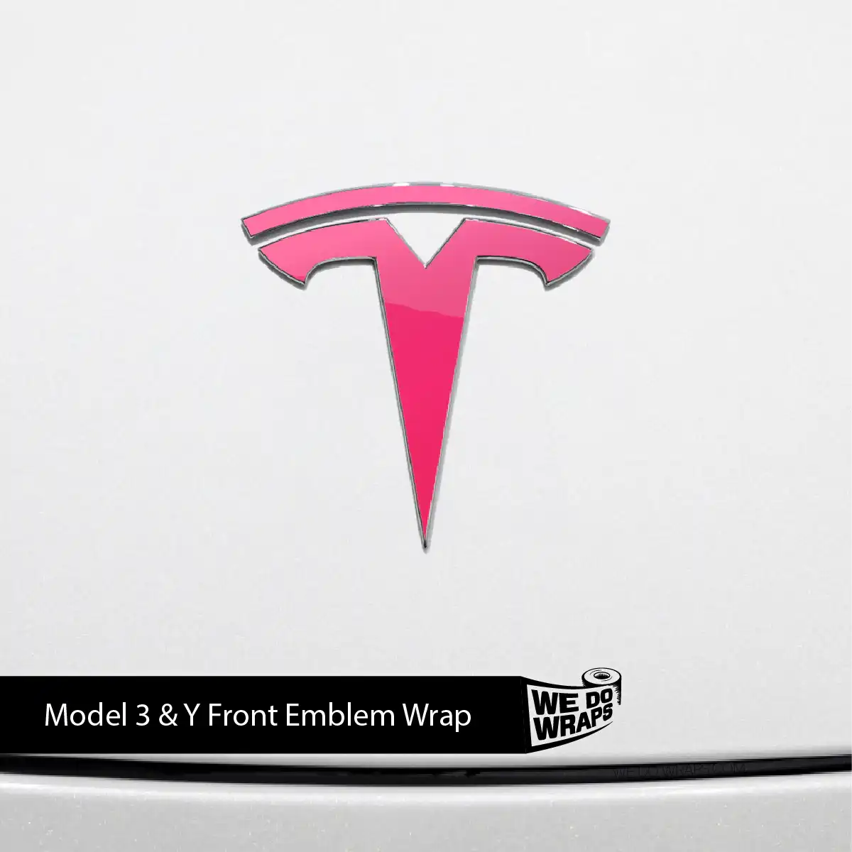 Avery Gloss Pool Party Pink Tesla Emblem Decals (Front + Back) | Model 3