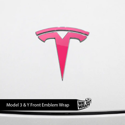 Avery Gloss Pool Party Pink Tesla Emblem Decals (Front + Back) | Model Y