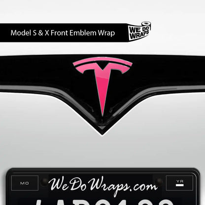 Avery Gloss Pool Party Pink Tesla Emblem Decals (Front + Back) | Model S