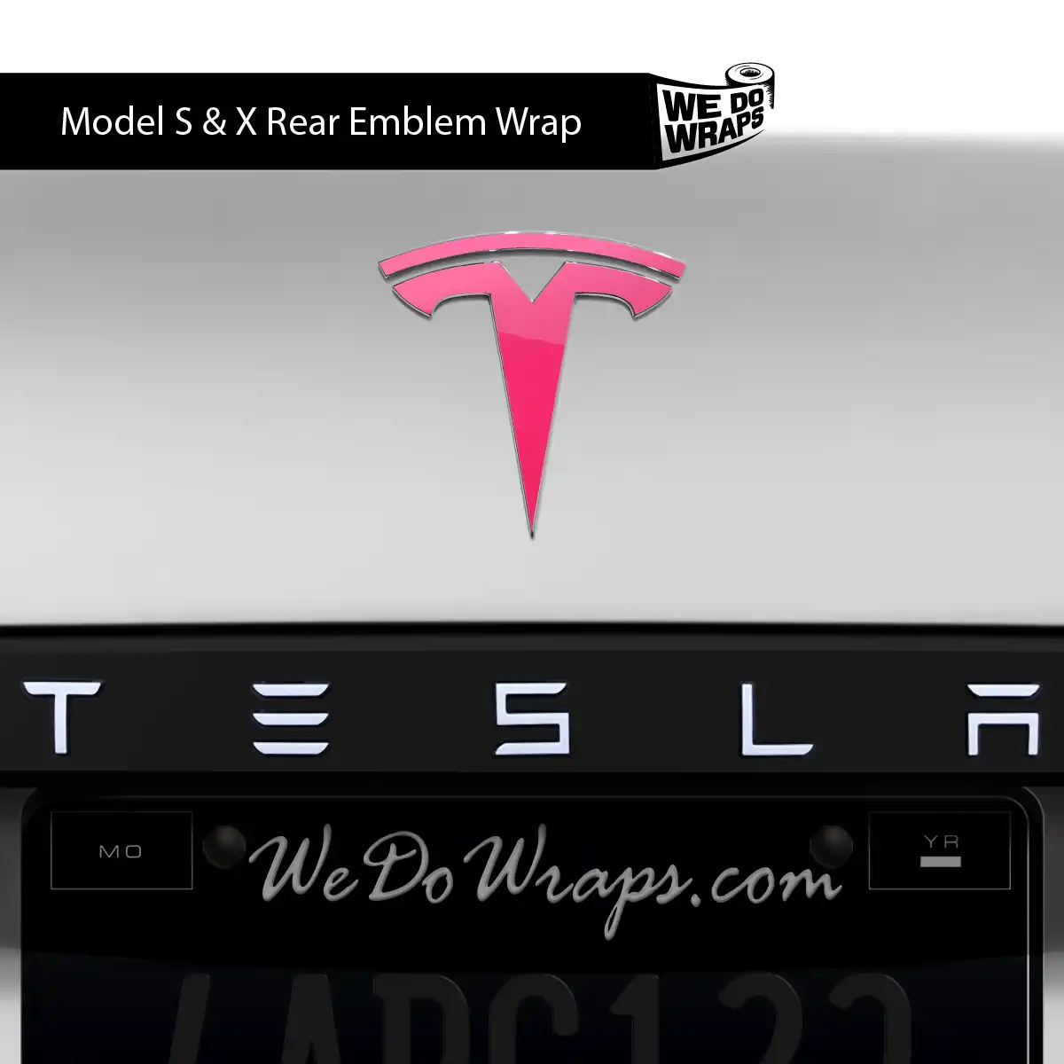 Avery Gloss Pool Party Pink Tesla Emblem Decals (Front + Back) | Model S