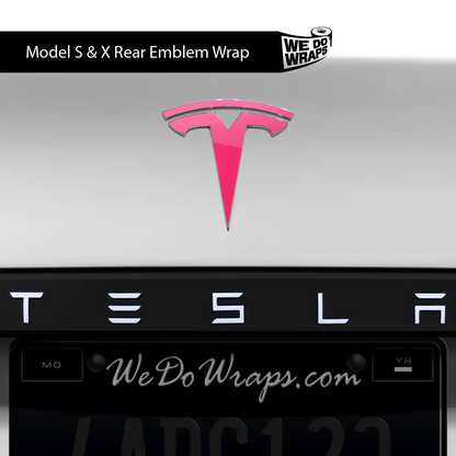 Avery Gloss Pool Party Pink Tesla Emblem Decals (Front + Back) | Model S