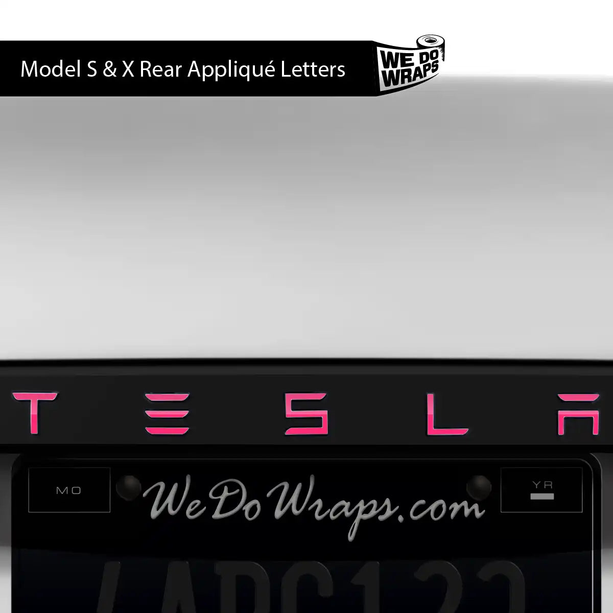 Avery Gloss Pool Party Pink Tesla Emblem Decals (Front + Back) | Model X