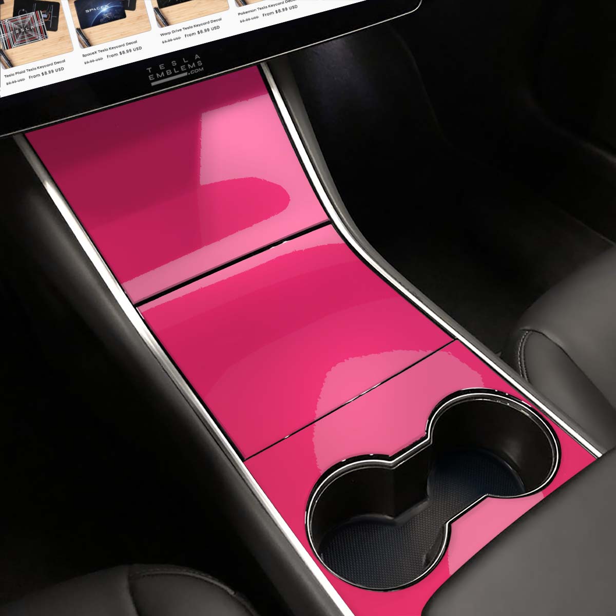Avery Gloss Pool Party Pink | Tesla Center Console Wrap Kit | Model Y ’19-20