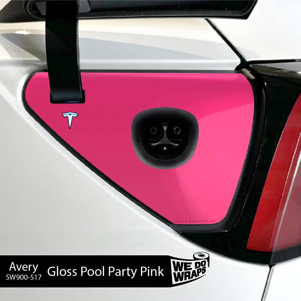 Avery Gloss Pool Party Pink Tesla Charge Port Wrap | Model Y