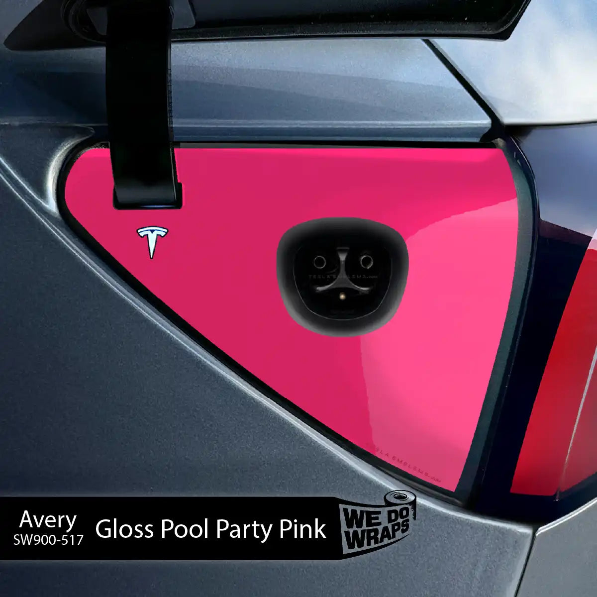 Avery Gloss Pool Party Pink Tesla Charge Port Wrap | Model Y