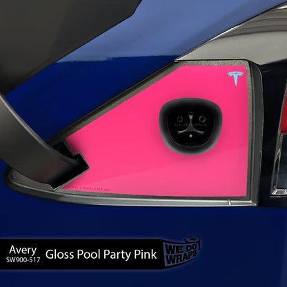 Avery Gloss Pool Party Pink Tesla Charge Port Wrap | Model X