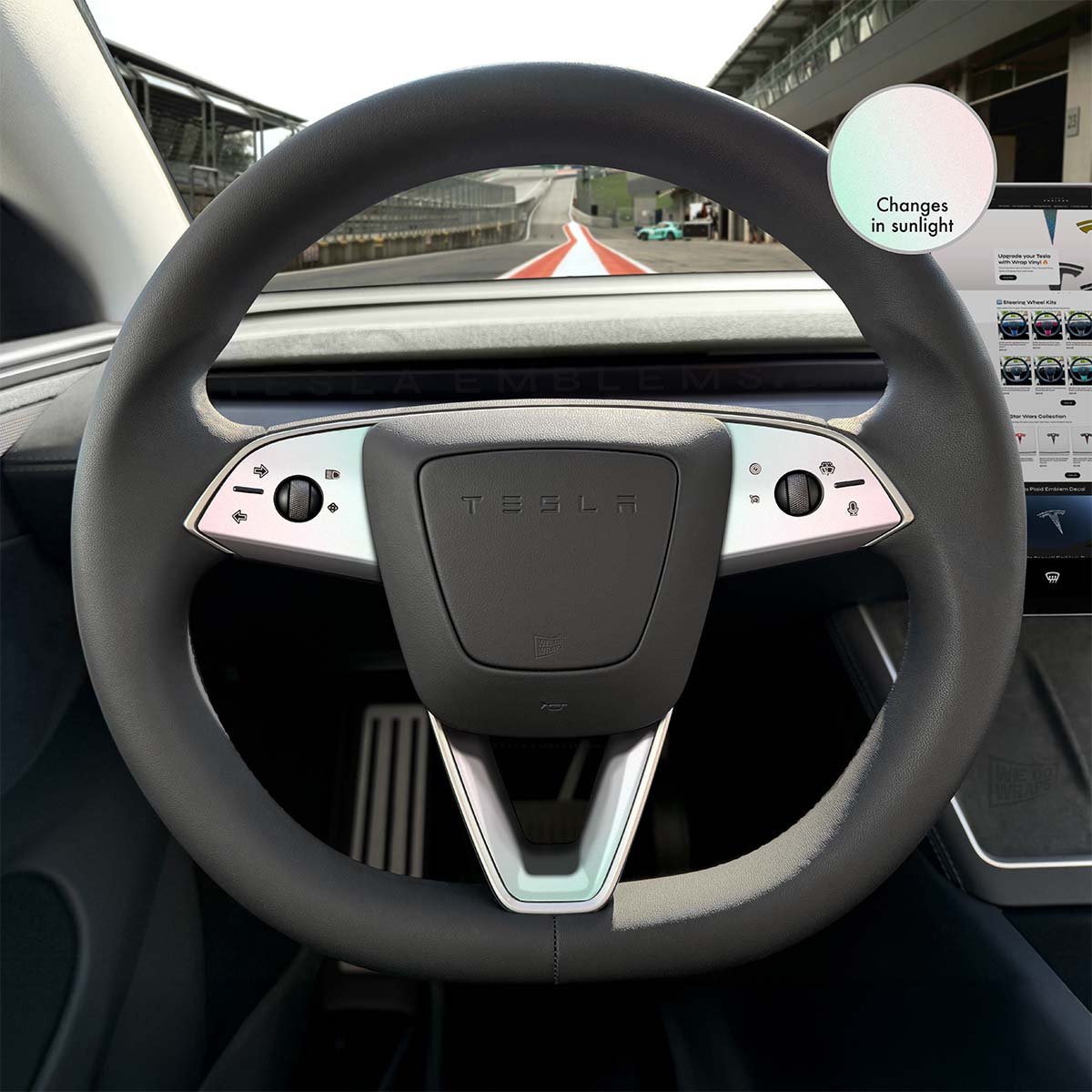 KPMF Matte Aurora Pearl Tesla Steering Wheel Trim Decal Kit (3pcs) | Model 3