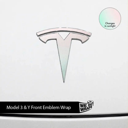 KPMF Matte Aurora Pearl Tesla Emblem Decals (Front + Back) | Model 3