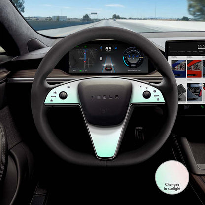 KPMF Matte Aurora Pearl Tesla Steering Wheel Trim Decal Kit (3pcs) | Model S ’21-26