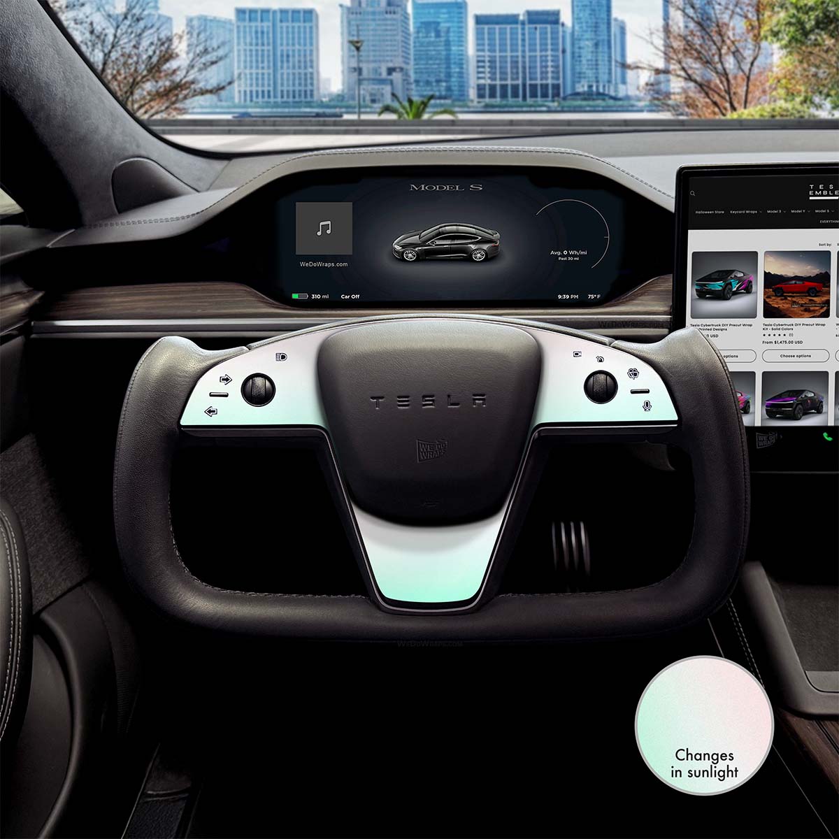 KPMF Matte Aurora Pearl Tesla Steering Wheel Trim Decal Kit (3pcs) | Model S ’21-26