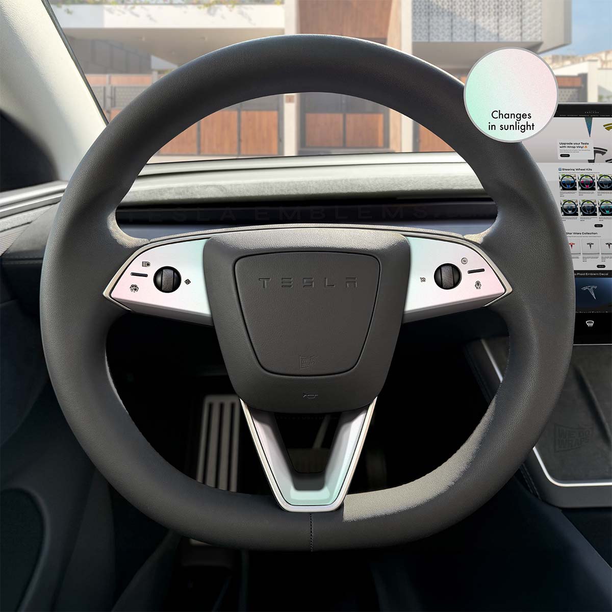 KPMF Matte Aurora Pearl Tesla Steering Wheel Trim Decal Kit (3pcs) | Model 3