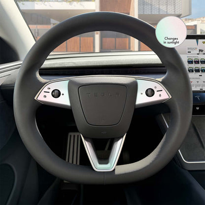 KPMF Matte Aurora Pearl Tesla Steering Wheel Trim Decal Kit (3pcs) | Model 3